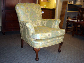 antique lady's side chair after reupholstering